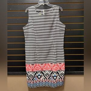 Mario Serrani Italy Geo Print Sheath Dress Size 16